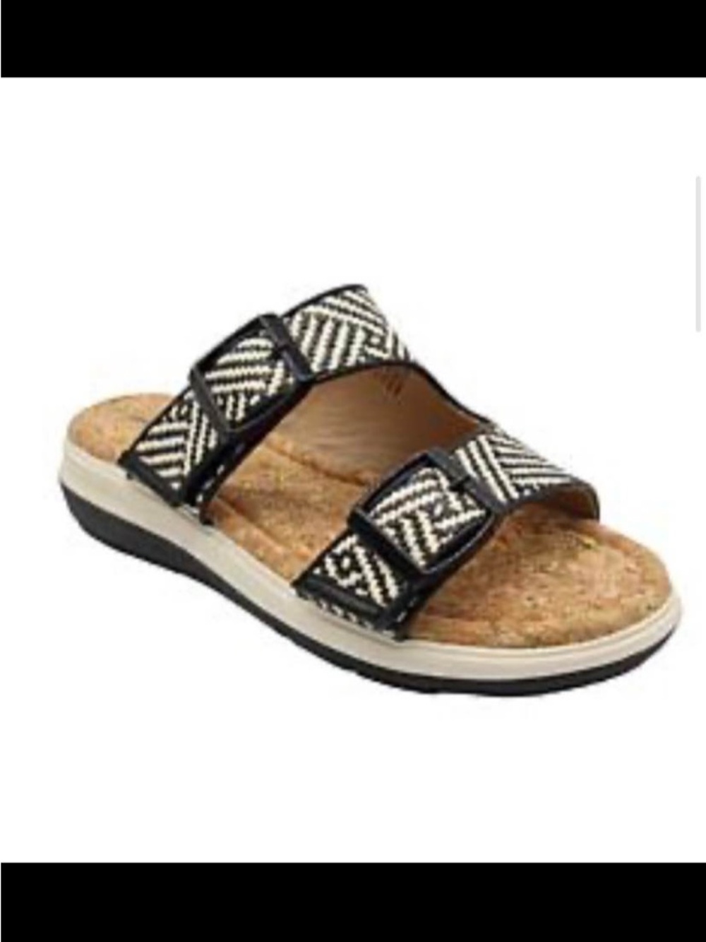 JBU Women's Black & White Patterned Slide Sandals New in Box